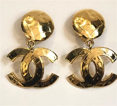 chanel dangle gold earrings|vintage chanel dangle earrings.